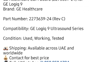 GE Logiq9 EBM board Rev.C